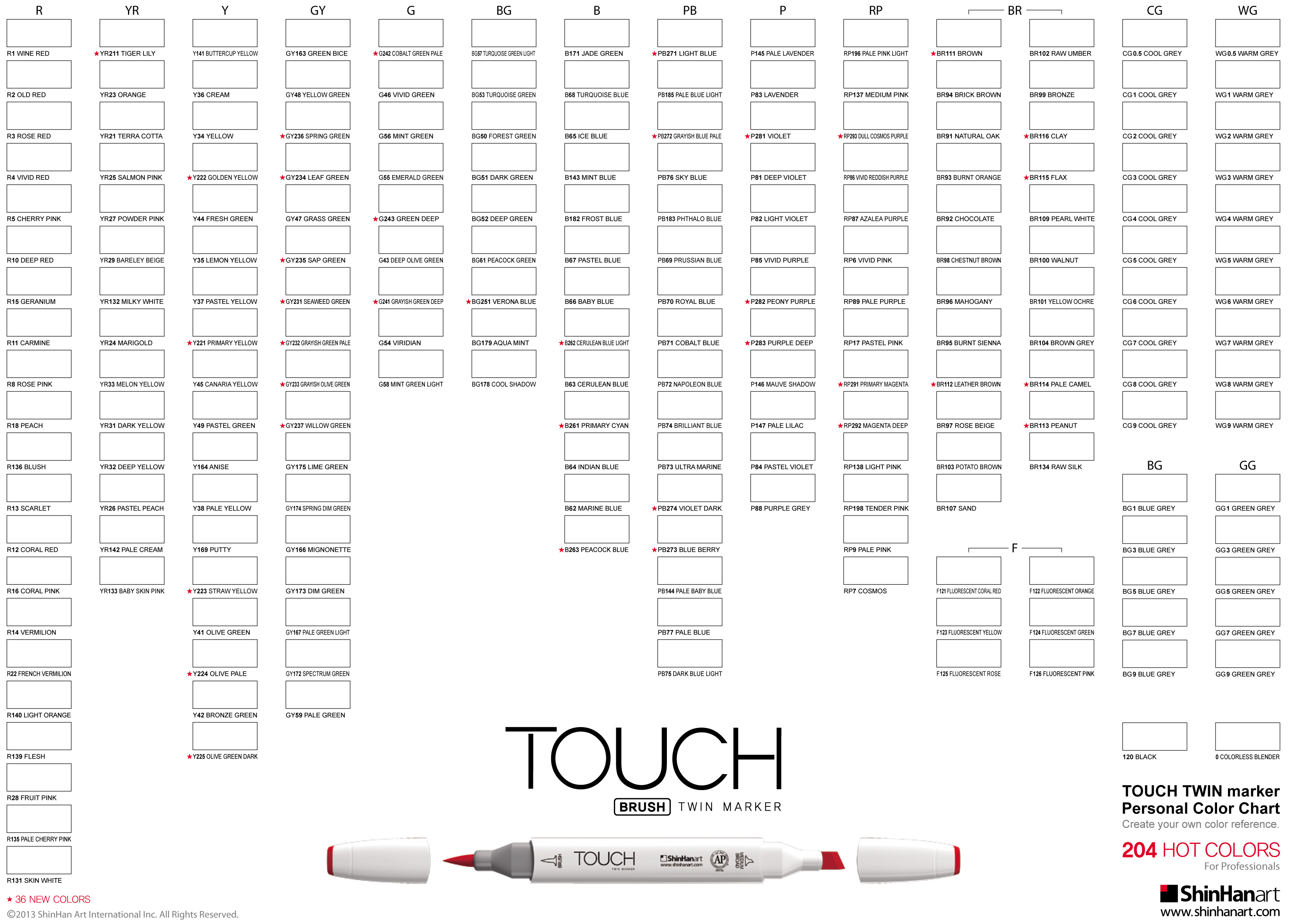 Touchnew Color Chart