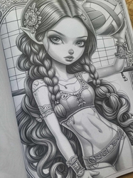 Pretty Girl Grayscale Coloring Book - Max Brenner
