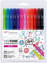 Tombow Twintone - oboustranný fix - Brights- sada 12 ks