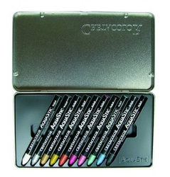 CRETACOLOR - AquaStic - Metalické akvarelové olejové pastely - box 10 ks 