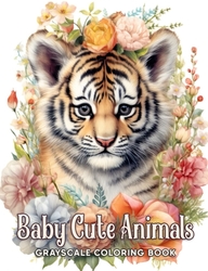 Baby Cute Animals Grayscale Coloring Book - Max Brenner 
