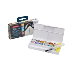 DERWENT Metallic Paint Pan set - sada 12 ks - rozmývatelné pánvičky s metalickým leskem