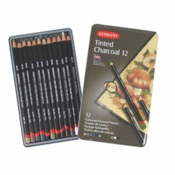 DERWENT Tinted Charcoal - sada tónovaných uhlů - sada 12 ks - starý vzhled