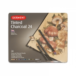 DERWENT Tinted Charcoal - sada tónovaných uhlů - sada 24 ks - starý vzhled