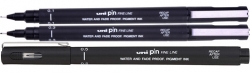 UNI Uni-ball PIN Fineliner Drawing pens (GREY & BLACK) - tenké linery - sada 5 ks