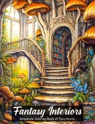 Fantasy Interiors - Grayscale Coloring Book of Fairy Homes - Max Brenner