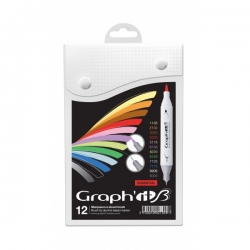 Graph'it Twin Brush Marker - oboustranný fix - sada 12 ks - Essential 