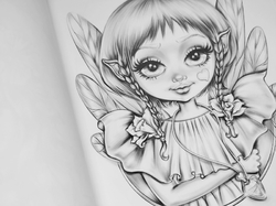Color'n'Chics 2 - Fantasy Fairy Portraits - Grayscale Coloring Book - Derya A. Çakırsoy - předstínovaná verze