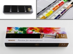 MUNGYO sada profesionálních akvarelových barev v sadě - 12 ks celopánvičky