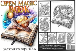 Open Magic Book Grayscale Coloring Book - Max Brenner 