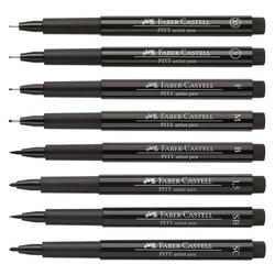 FABER-CASTELL PITT Artist Pen Liner, set 8ks černé