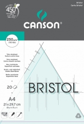 CANSON Bristol skicák - lepený (250g/m2, 20 archů) - A4