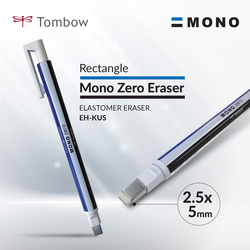TOMBOW - Mono Zero pryž v tužce - tenká guma plochá 2,5 x 5 mm  - bílomodrá