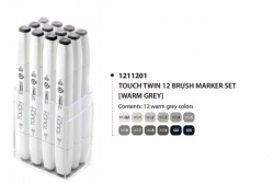 TOUCH Twin Brush Marker - oboustranný fix - ShinHan Art - sada 12 ks - WG - Warm Grey