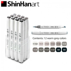 TOUCH Twin Brush Marker - oboustranný fix - ShinHan Art - sada 12 ks - WG - WARM GREY