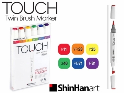 TOUCH Twin Brush Marker - oboustranný fix - ShinHan Art - sada 6 ks - MAIN COLORS