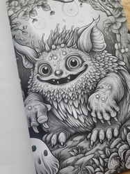 Adorable Creepy Monsters Grayscale Coloring Book - Max Brenner