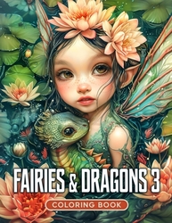 Fairies & Dragons 3 Grayscale Coloring Book - Max Brenner