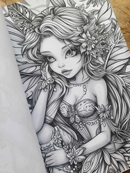 Fantasy Fairy Girl Grayscale Coloring Book - Max Brenner