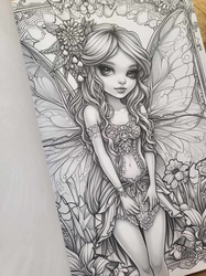 Fantasy Fairy Girl Grayscale Coloring Book - Max Brenner