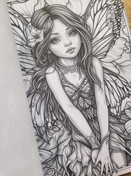 Fantasy Fairy Girl Grayscale Coloring Book - Max Brenner