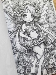 Fantasy Fairy Girl Grayscale Coloring Book - Max Brenner