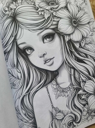 Pretty Girl Grayscale Coloring Book - Max Brenner