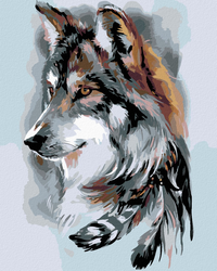 Malování podle čisel - Vlk a peříčka - 40 x 50 cm - obtížnost 2 (snadné)