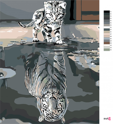 Malování podle čisel - Kotě nebo tygr - 40 x 50 cm - obtížnost 2 (snadné)