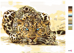 Malování podle čisel - Číhající leopard - 40 x 50 cm - obtížnost 2 (snadné)