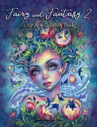 Fairy and Fantasy 2 - Line Art Coloring Book - Christine Karron - čistá verze bez stínů