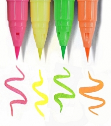 ZIG Kuretake Clean Color Real Brush Pen, barevný odstín 002 - fluo orange