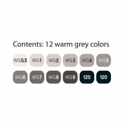 TOUCH Twin Marker - oboustranný fix - ShinHan Art - sada 12 ks - WARM GREY - teplé šedé odstíny