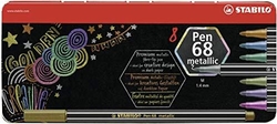 Stabilo Pen 68 Metallic Colors - sada metalických fixů v plechové krabičce - 8 barev