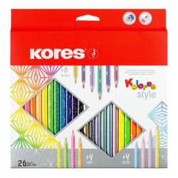 KORES Pastelky trojhranné - sada 26 ks