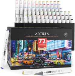 ARTEZA Premium EverBlend Art Markers - oboustranný alkoholový marker - sada 72 ks