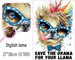 STYLISH LAMA (Stylová lama)  - Diamond painting - 27 x 38 cm