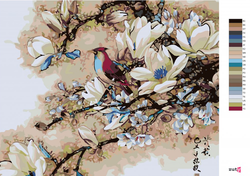 Malování podle čisel - Ptáček ve větvích - 40 x 50 cm - obtížnost 3 (Střední)