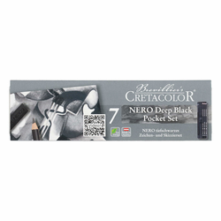 Cretacolor - Nero Deep Black Pocket Set - Sada pro skicování a kresbu v kovovém pouzdře - 7 ks