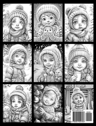 Baby Girl Winter Grayscale Coloring Book - Max Brenner