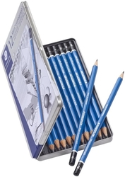 Staedtler Mars Lumograph Drawing pencils - grafitové tužky - sada 12 tvrdostí - v plechu