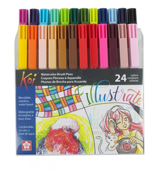 SAKURA KOI - Akvarelové štětečkové fixy - sada 24 ks