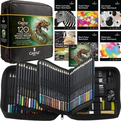 Castle Art Supplies - MIXED MEDIA PENCILS - sada 120 ks - v zipovém pouzdru