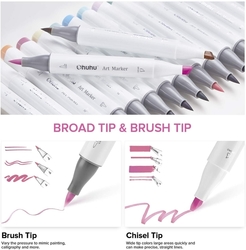 OHUHU BRUSH - alkoholové markery PASTEL v zipovém pouzdru 48 ks