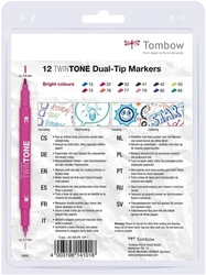 Tombow Twintone - oboustranný fix - Brights- sada 12 ks