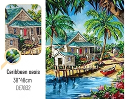 CARIBBEAN OASIS (Oáza v Karibiku)  - Diamond painting - 38 x 48 cm