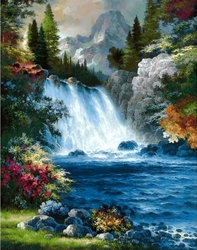 WATERFALL (Vodopád)  - Diamond painting - 38 x 48 cm