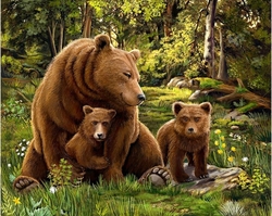 BEAR FAMILY (Medvědí rodinka) - Diamond painting - 48 x 38 cm