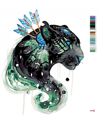 Malování podle čisel - Puma s lapačem snů  - 40 x 50 cm - obtížnost 1 (velmi snadné) - kopie