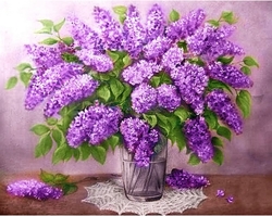 LILAC BOUQUET (Kytice šeříku) - Diamond painting - 48 x 38 cm